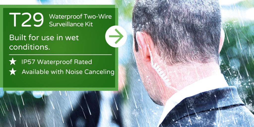 t29 waterproof two-wire surveillance kit is built for use in wet conditions.
