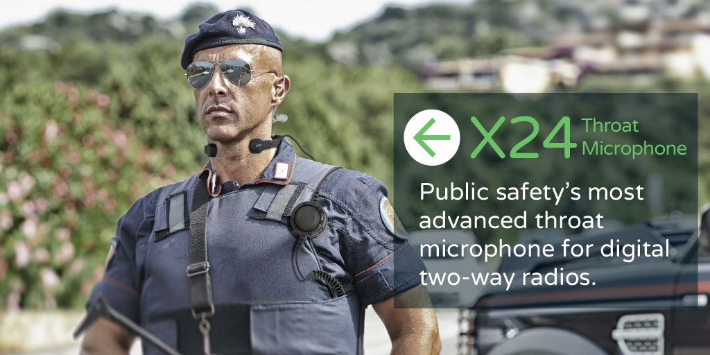 x24 throat microphone is public safety's most advanced throat microphone for digital radios.
